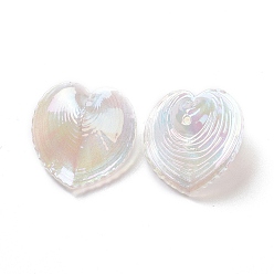 White UV Plating Rainbow Iridescent Acrylic Pendants, Glitter, Heart Charm, White, 30.5x30x11mm, Hole: 1.8mm