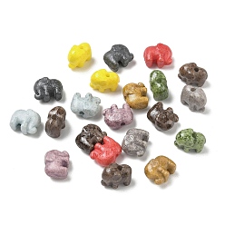 Mixed Color Vintage Handmade Porcelain Beads, Fancy Antique Glazed Porcelain, Elephant, Mixed Color, 10x12.5x7mm, Hole: 1.8mm