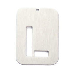 Letter L Anlaufgeschützt 304 Anhänger aus Edelstahl, Rechteck mit Alphabet, hohl, letter.l, 32x22x1 mm, Bohrung: 1.5 mm