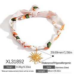 Солнце 304 ожерелья-шарфы с подвесками из нержавеющей стали, золотые, солнце, 25.59 дюйм (65 см), Кулон : 39.69 мм