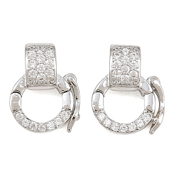 Real Platinum Plated Brass Micro Pave Clear Cubic Zirconia Twister Clasp, Real Platinum Plated, 14mm, Hole: 3.5x5mm