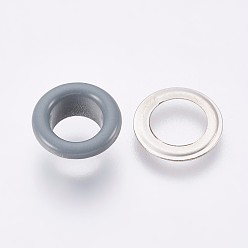 Light Grey Iron Grommet Eyelet Findings, for Bag Making, Flat Round, Platinum, Light Grey, 8x4.3mm, Inner Diameter: 4mm