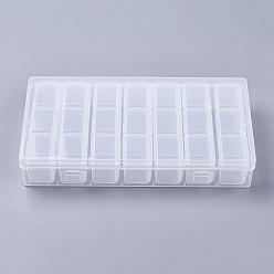 Transparent Behälter aus Polypropylen-Kunststoffperlen, Flip Top Perlen Lagerung, abnehmbar, 21 Fächer, Rechteck, Transparent, 20x11x3.6 cm, 3 Fächer: ungefähr 10.15x2.6x3.1 cm, 21 Fächer / Box