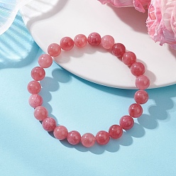 Кварц Браслеты из натурального кварца с имитацией клубничного кварца, эластичные, для женщин, круглые, бусины : 8.5~9 мм, внутренний диаметр: 2.09 дюйм (5.3 см)