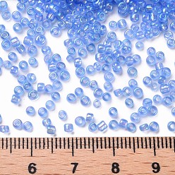 Cornflower Blue Round Glass Seed Beads, Transparent Colours Rainbow, Round, Cornflower Blue, 2mm