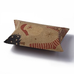 Santa Claus Бумажные подушки, подарочные коробки конфет, для свадьбы сувениры детский душ день рождения праздничные атрибуты, деревесиные, Санта-Клаус фон, 3-5/8x2-1/2x1 дюйм (9.1x6.3x2.6 см)