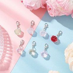 Платина Стекло подвесные украшения, отпечаток лапы, с цинковым сплавом застежками омаров коготь, платина, 28 мм