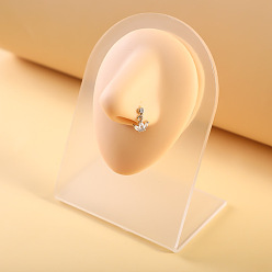 Лист 316l хирургические кольца для носа из нержавеющей стали с микропрорезью и прозрачным кубическим цирконием в форме буквы L, цвет нержавеющей стали, лист, 7 мм, штифты : 0.8 мм