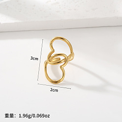 Золотой Регулируемые 201 манжеты из нержавеющей стали с открытыми кольцами, сердце, золотые, 30 мм, внутренний диаметр: 20 мм