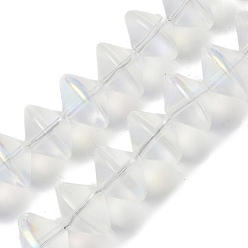 Прозрачный АВ Стеклянные бусины с гальваническим покрытием , бусины в форме летающей тарелки, ясно AB, 14x10~10.5 мм, отверстие : 1.2~1.4 мм, около 60 шт / нитка, 23.78'' (60.4 см)