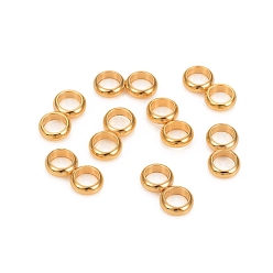 Золотой 201 распорные втулки из нержавеющей стали, двойное кольцо, числа 8 форму, золотые, 11.8x6x2.4 мм, отверстие : 4 мм