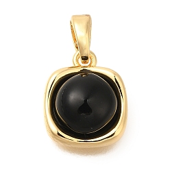 Настоящее золото 18K Латунные подвески, квадратных амулеты, без кадмия, без никеля и без свинца, реальный 18 k позолоченный, 13x10.5x5.5 мм, отверстие : 3x4.5 мм