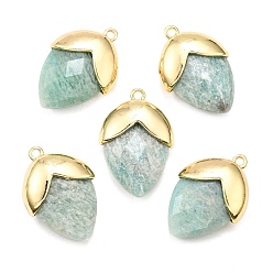 Амазонит Природные подвески амазонит, с золотой латуни нахождения, подвески в форме клубники, граненые, 25x17.5x7 мм, отверстие : 1.6 мм