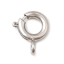 Платинированный Латунная застежка пружинного кольца, стойки покрытие, без никеля , Реальная платина, 10x8x2 мм, отверстие : 1.6 мм
