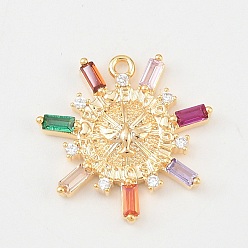 Золотой Латунные микро проложить кубического циркония подвески, золотые, 17x17x2.5 мм, отверстие : 1.2 мм