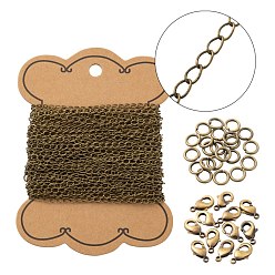 Antik Bronze DIY-Schmuck machen Kits, inkl. 10m Messing gedrehte Ketten, 100 Stück offene Sprungringe, 30 Stück Karabinerhaken, Antik Bronze, Ketten: 10 m / Satz