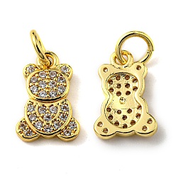 Настоящее золото 18K Латунь с микропокрытием, с целью перехода в кольце, медведь, реальный 18 k позолоченный, 12x8x1.5 мм, отверстие : 3 мм