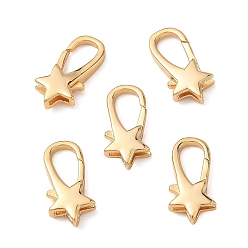 Real 18K Gold Plated SHEGRACE Brass Lobster Claw Clasps, Star, Cadmium Free & Lead Free & Nickel Free, Real 18K Gold Plated, 17.5x9x3.5mm, Hole: 9x5mm