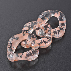 Light Salmon Transparent Acrylic Linking Rings, Quick Link Connectors, for Curb Chains Making, Twist Oval, Light Salmon, 31x29x7mm, Inner Diameter: 11x17mm