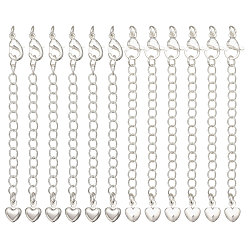 Серебро 12шт 2 стили латунный удлинитель цепи, с застежкой омар, серебряные, 67~72 мм, 6 шт / стиль