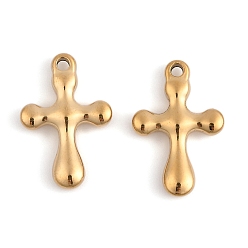 Настоящее золото 14K 304 подвески из нержавеющей стали, крест очарование, реальный 14 k позолоченный, 21.5x14.5x4 мм, отверстие : 1.6 мм