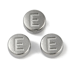 Letter E Антикоррозийные 304 шарики из нержавеющей стали, плоские круглые с буквы, цвет нержавеющей стали, Письмо E, 7x3.8 мм, отверстие : 1.8 мм