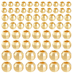 Настоящее золото 14K 160 шт. 4 стили латунные бусины-проставки, круглые, граненые, реальный 14 k позолоченный, 3~6x3~5 мм, отверстие : 1.5~2.3 мм