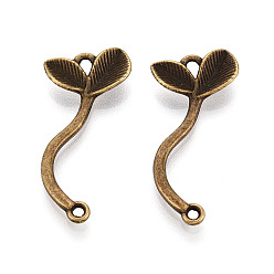Античная Бронза Соединительные элементы из сплава в тибетском стиле с подвесками-листочками, античная бронза, 31x15x3 мм, отверстие: 1.5~1.6 мм & 1.8x2 мм.
