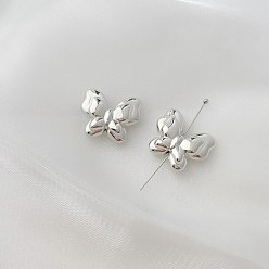 Бабочка Сплав акриловых бусин, серебряные, бабочка, 18x21 мм