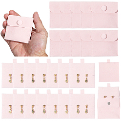 Розовый 24 шт. квадратные бархатные мешочки для хранения ювелирных изделий, с 24шт. карточек для демонстрации ювелирных изделий из микрофибры, туманная роза, мешок: 6.5x6.5x0.2~1 см