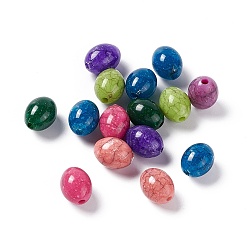 Mixed Color Crackle Opaque Acrylic Beads, Imitation Turquoise, Oval, Mixed Color, 13x10.5mm, Hole: 2mm, about 602pcs/500g