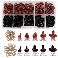 Черный Безопасные глазки для пластиковых кукол, мягкая игрушка глаз, для поделок куклы игрушки кукольные плюшевые животные изготовление, чёрные, 128x68x22 мм, глаз: 106шт., прокладка: 106шт.