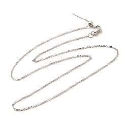 Платина 1мм стойка покрытие латунный кабель цепь регулируемый слайдер ожерелья для женщин мужчин, без кадмия и без свинца, 901 застежка из нержавеющей стали, долговечный, платина, 19.69 дюйм (50 см)