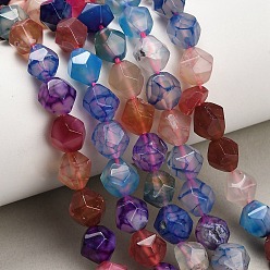 Couleur Mélangete Brins de perles d'agate naturelle (teintes et chauffées), facette, étoiles coupées perles rondes, couleur mixte, 10x9.5mm, Trou: 1.2mm, Environ 37 pcs/chapelet, 14.57'' (37 cm)