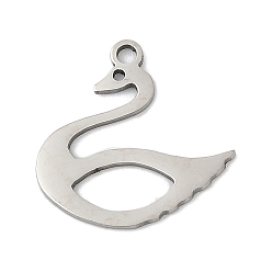 Нержавеющая Сталь Цвет 201 подвески из нержавеющей стали, лебедь прелести, цвет нержавеющей стали, 15.5x16x1 мм, отверстие : 1.4 мм