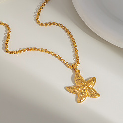 Морская звезда Европейские американские ожерелья из нержавеющей стали для женщин, реальный 18 k позолоченный, морская звезда, 16.14 дюйм (41 см)