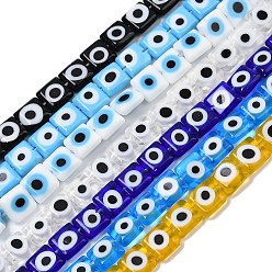 (52) Непрозрачная лаванда Ручной сглаза бусины бисер нитей, квадратный, разноцветные, 7.5~8x7.5~8x3 мм, отверстие : 0.6 мм, около 48 шт / нитка, 14.37~14.53'' (36.5~36.9 см)