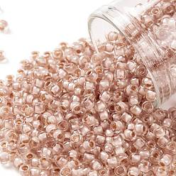 (1069) Soft Misty Rose Lined Crystal Toho runde Rocailles, japanische Rocailles, (1069) weicher, nebliger, mit Rosen ausgekleideter Kristall, 8/0, 3 mm, Bohrung: 1 mm, über 222pcs / Flasche, 10 g / Flasche