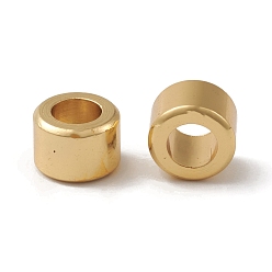 Настоящее золото 18K Стойка металлизированный латунь европейский бисер, бусины с большим отверстием, колонка, без кадмия и без свинца, долговечный, реальный 18 k позолоченный, 7x5 мм, отверстие : 4 мм