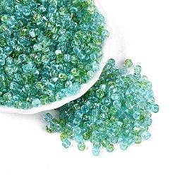 Turquoise Transparent Colours Picasso Glass Beads, Column, Turquoise, 4x3.5mm, Hole: 0.9~1mm, about 3461pcs/pound