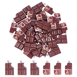 Сиена 40 шт 2 стили подвески из смолы, цвет шоколада, с железной платиной петлей, цвет охры, 26~39.5x13~18.5x5.5 мм, отверстие : 2 мм, 20 шт / стиль