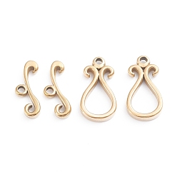 Golden Ion Plating(IP) 304 Stainless Steel Toggle Clasps, Teardrop, Golden, teardrop,: 18.5x9.5x2.5mm, Hole: 1.5mm, Bar: 6.5x16.5x2.5mm, Hole: 1.5mm