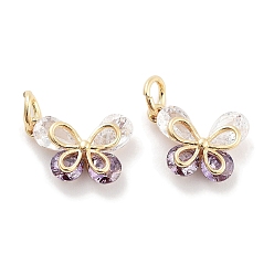 Темно-синий  Шифер Латунные микро проложить кубического циркония подвески, без кадмия, без никеля и без свинца, бабочка, с целью перехода в кольце, реальный 18 k позолоченный, темный сланец синий, 12x11x4 мм, отверстие : 3.5 мм