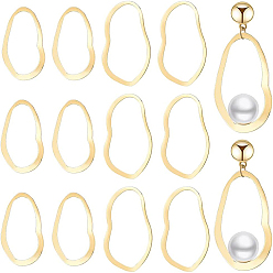 Настоящее золото 18K 16шт 2 латунные соединительные кольца, без свинца, без кадмии и без никеля, волнистые овальные, реальный 18 k позолоченный, 28~39x16.5~23x1 мм, 8 шт / стиль