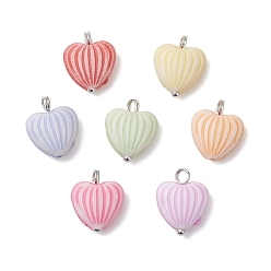 Платина Ремесло стиль акриловые подвески, сердце, платина, 14x10.5x4.5 мм, отверстие : 2.5 мм