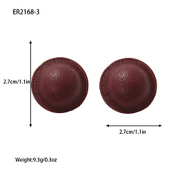 Half Round Серьги-гвоздики из искусственной кожи, коричневые, полукруглый, 27 мм