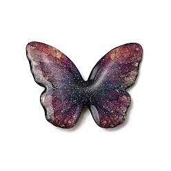 Фиолетовый Эпоксидная смола кабошоны, бабочка, с магнитом и блестящей пудрой, фиолетовые, 30x40x6 мм