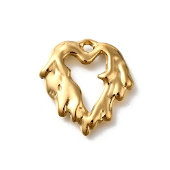 Настоящее золото 18K 304 подвески из нержавеющей стали, шарма сердца, реальный 18 k позолоченный, 25x23.5x2.5 мм, отверстие : 2 мм