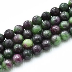 Темно-оливково-зеленый Природного кварца нитей бисера, окрашенные, круглые, имитация рубин в цоизита, темно-оливковый зеленый, 10~10.5 мм, отверстие : 1~1.2 мм, около 37~38 шт / нитка, 14.76~15.16 дюйм (37.5~38.5 см)