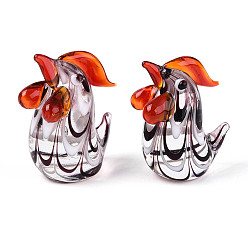 Прозрачный Украшения для выставки петухов ручной работы в виде лэмпворка, подарок для домашнего офиса украшение рабочего стола, прозрачные, 20~23x12~14.5x25~27 мм